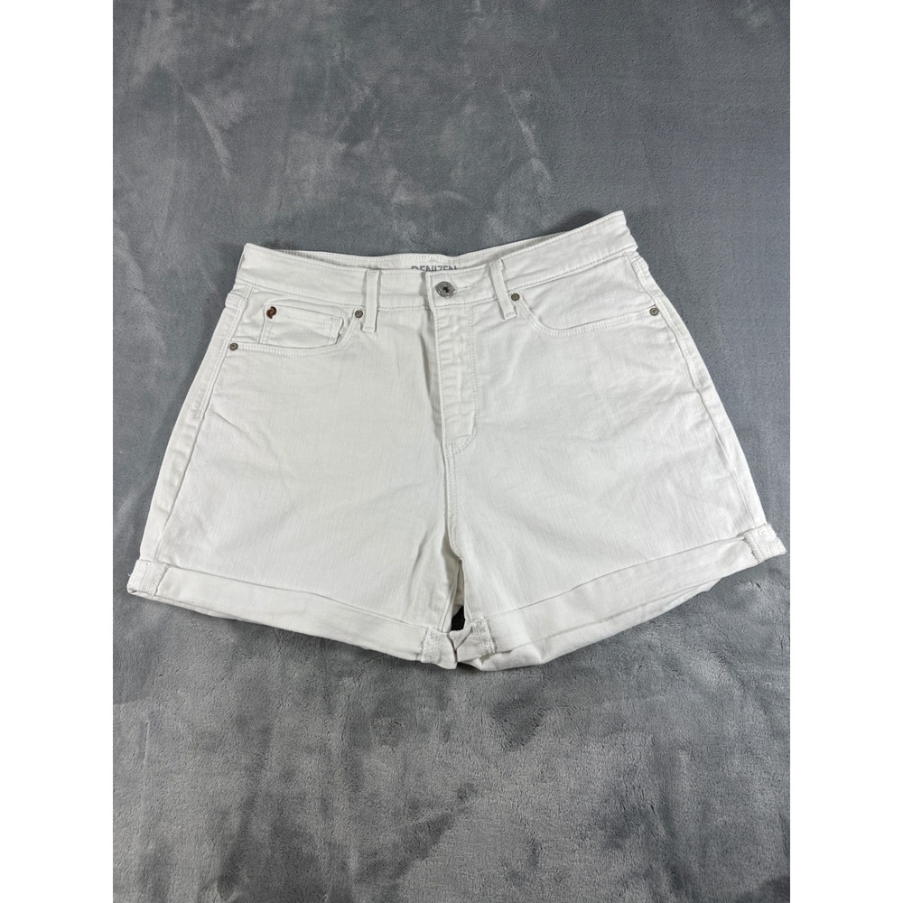 Denizen Levi's Womens High Rise White Denim Cuffed Jean Shorts Size 10 W30